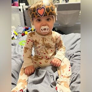 Bums and Roses bamboo gingerbread footie 12-18 months